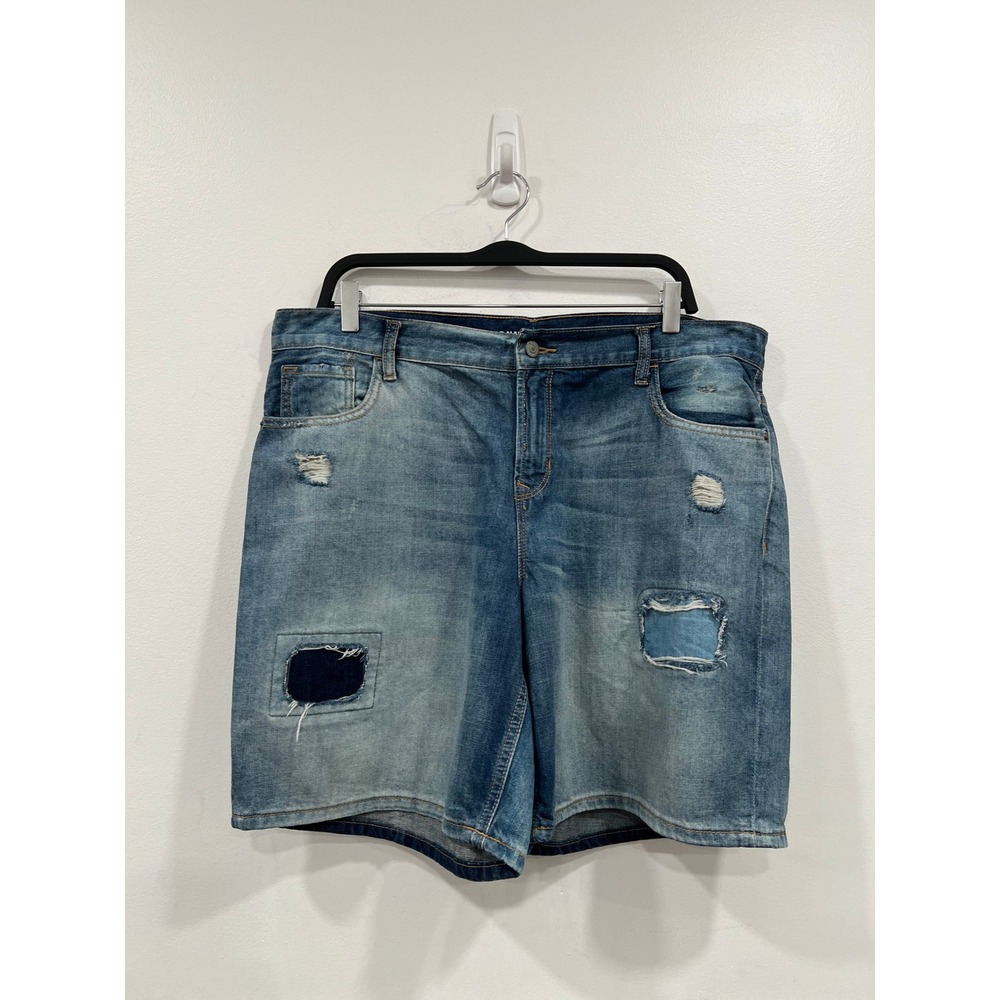 Old Navy Boyfriend Shorts Distressed Denim Shorts Blue Patched Mens Size 38